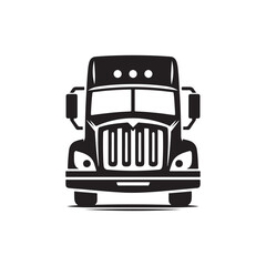 Versatile Truck Front Silhouette Icon: A Contemporary Black Design for Use in Transportation Marketing, Automotive Branding, and Creative Graphic Projects