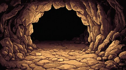 Pixelated Cave Entrance Illustration
