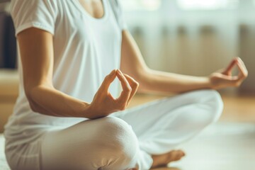Fototapeta premium Mudra meditation for mental health inner peace and spiritual connection