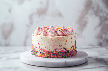 Scrumptious Funfetti Cake Topped with Colorful Sprinkles for Special Events