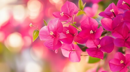 Vibrant bougainvillea flowers blooming in a garden during sunny spring afternoon light