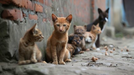 stray animals and people