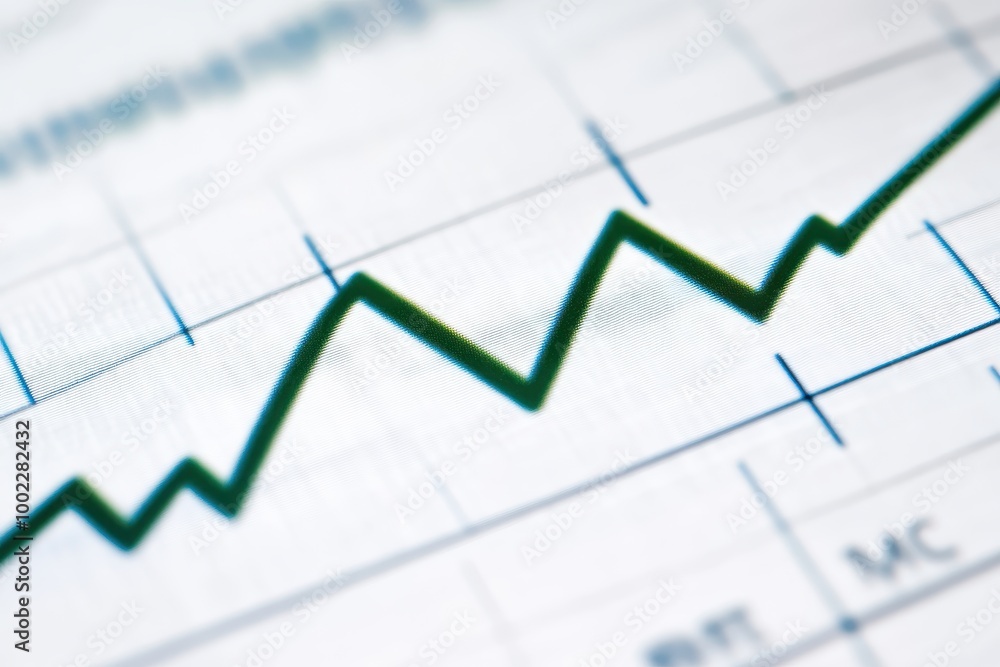 Poster close-up view of a fluctuating line graph illustrating market trends and financial data analysis