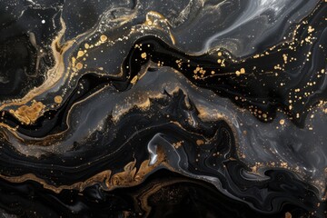 Luxurious Black and Gold Marble Texture with Flowing Abstract Patterns in Modern Design






