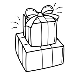 Gift boxes for Birthday, Christmas or New Year. Hand drawn illustration