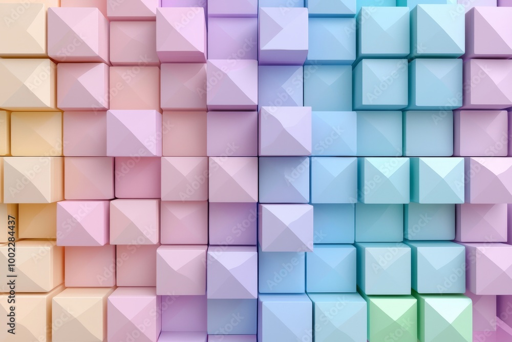 Poster the background consists of geometric shapes in rainbow colors, with a pattern in full color