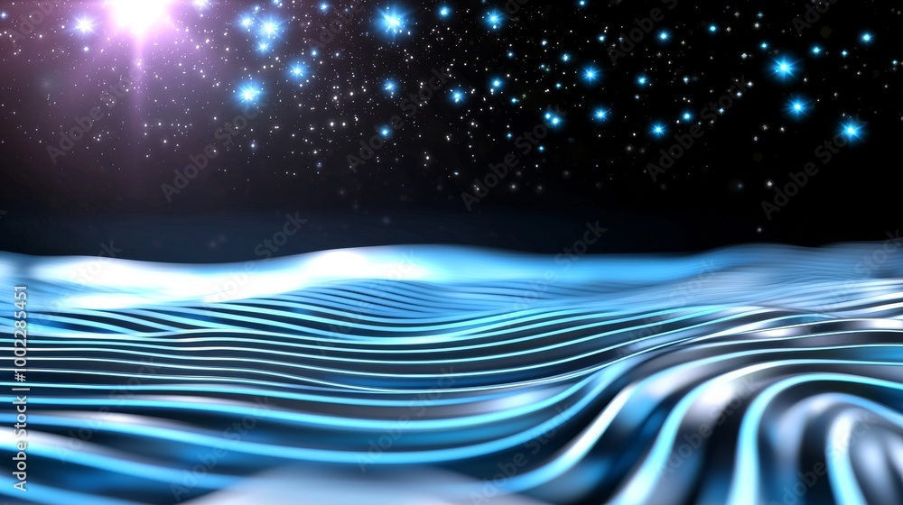 Poster abstract background with a state of flux in technology particles, symbolizing the ever-changing land