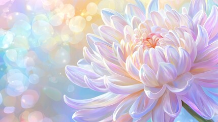 Obraz premium A painting of a large white flower on a blue background. An oil painting of a large white flower.