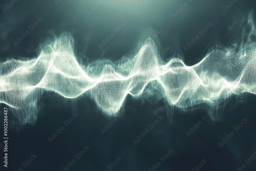 Aufkleber abstract representation of sound waves with intricate patterns and glowing effect on dark background