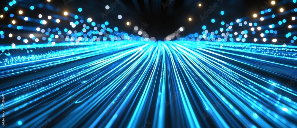 Poster in a cyber-space environment, 3d rendering of digital internet with hi-speed motion blur