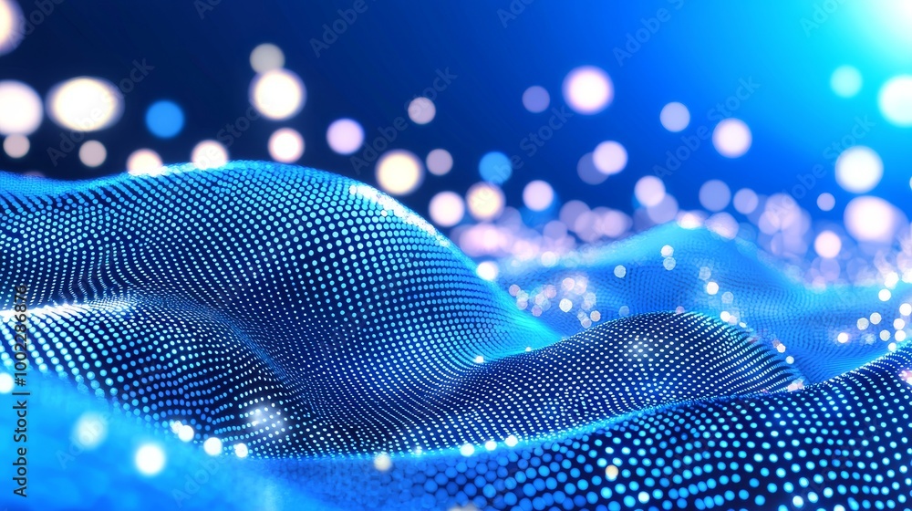 Poster a 3d rendering of abstract glitter particles in deep space. concept of network data transfer.