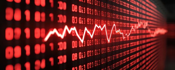 A digital screen with flashing red numbers and a down arrow, symbolizing a drop in currency exchange rates