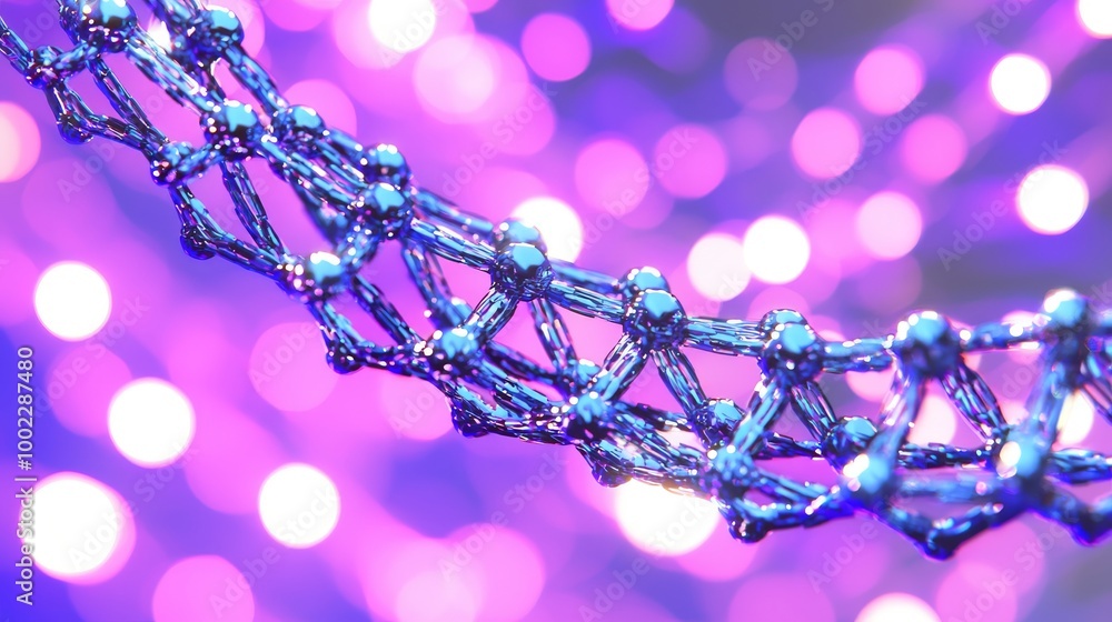 Poster this abstract background includes a connected grid of blue and pink particles and a blue and pink co