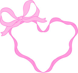 Coquette Pink bow ribbon heart frame