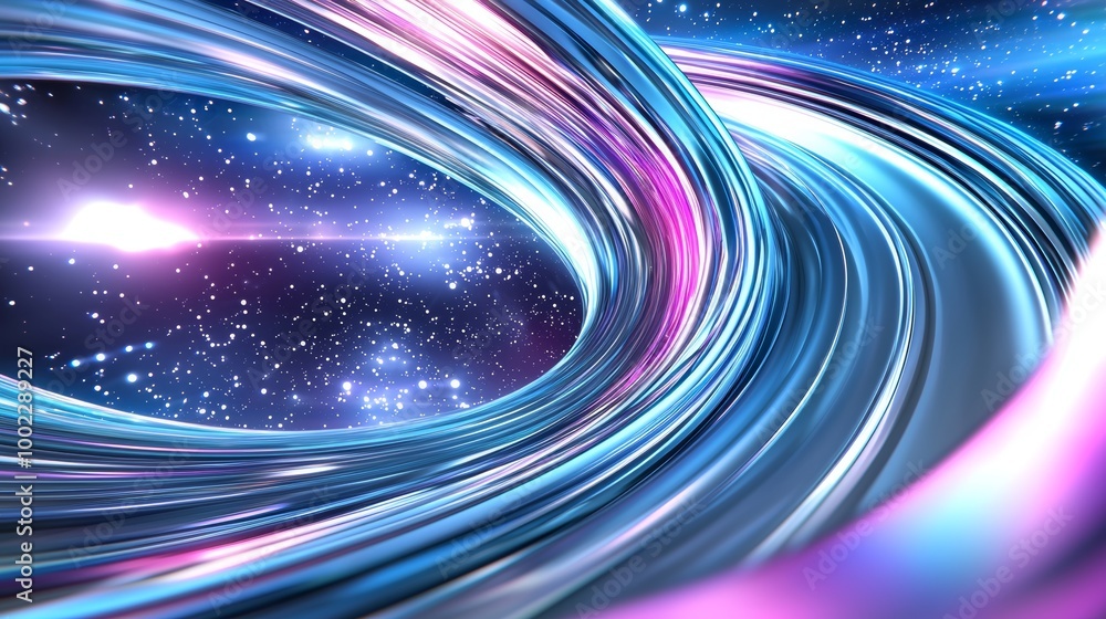 Poster an abstract high-speed movement pattern. light trails in motion on a dark blue background. concept f