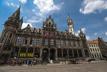 Naklejka premium The Historic Post Office of Ghent on a Summer Day - Ghent, Belgium
