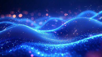 Fototapeta premium Futuristic Digital Wave with Glowing Particles – Abstract Technology, AI, and Data Visualization Background