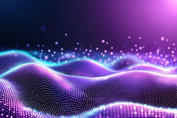 Background with vibrant purple geometric shapes. Colorful light connection. Stock image.