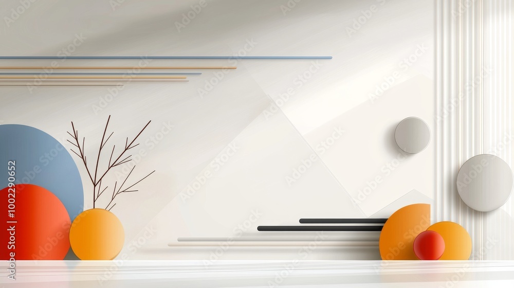 Poster using geometric shapes such as rectangles and squares, and fluid gradients, design an abstract geome