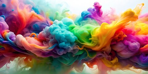 Fototapeta premium Abstract Swirling Rainbow Ink in Water - A Symphony of Colors
