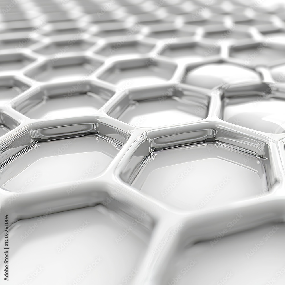Poster background of white abstract hexagons. geometric polygon rendering in 3d