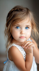 portrait of a cute little girl child praying