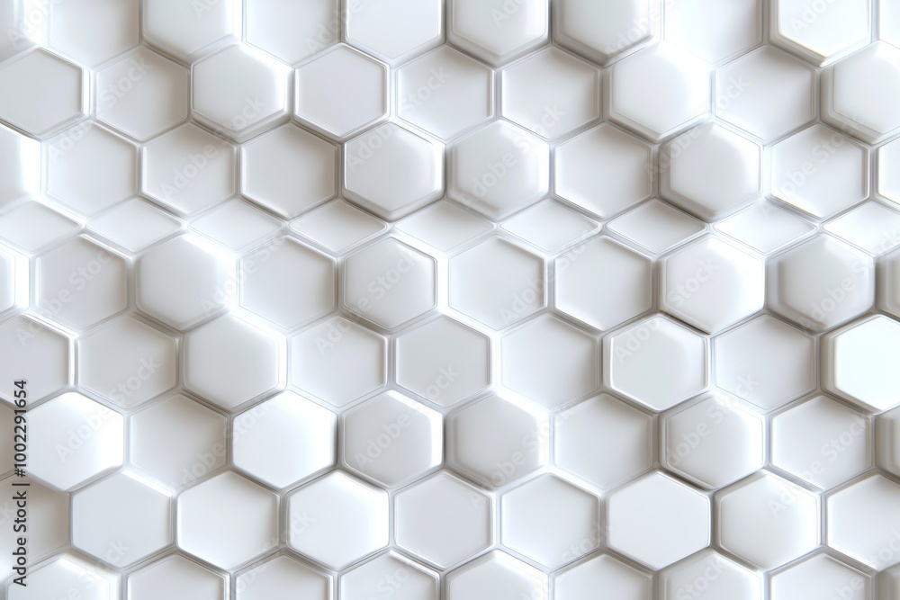 Poster abstract white geometric hexagonal background in 3d