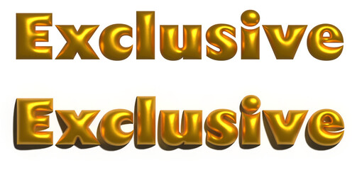 Gold 3D text Exclusive with and without shadow. Perfect for luxury branding, marketing materials, and high-end product promotions.
