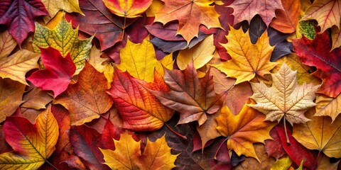 Fototapeta premium Autumnal Tapestry A Close-Up of Vibrant Fall Foliage in a Colorful Arrangement