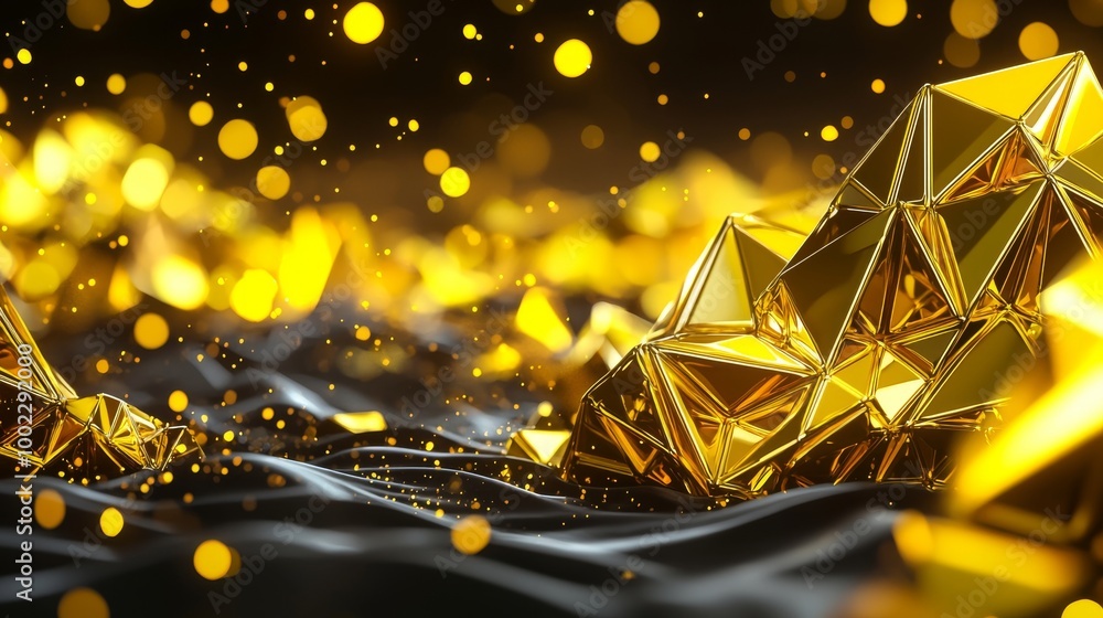 Poster rendering of colored geometric shapes in 3d