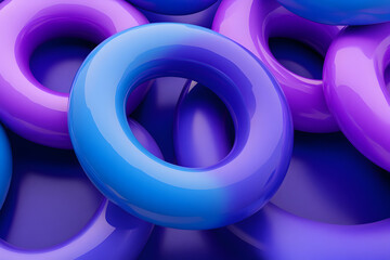 Abstract 3D Background with Purple and Blue Rings
