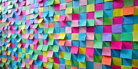 Colorful Grid of Sticky Notes on a Wall