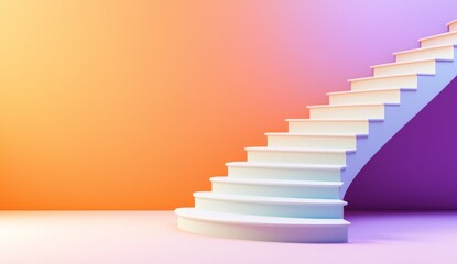 Obraz premium Illustration of a 3D interior with a staircase and door.