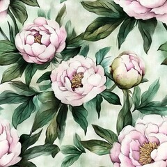 watercolor peonies seamless texture