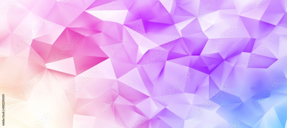 Poster an abstract purple background with faint triangle shapes and low poly blocks and a grungy white bord