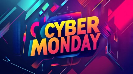 Cyber Monday Sale Announcement with Abstract Geometric Design