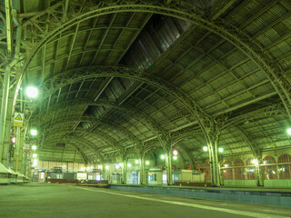 Old style Railway landing stage of a station building. High resolution picture