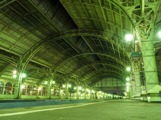 Old style Railway landing stage of a station building. High resolution picture