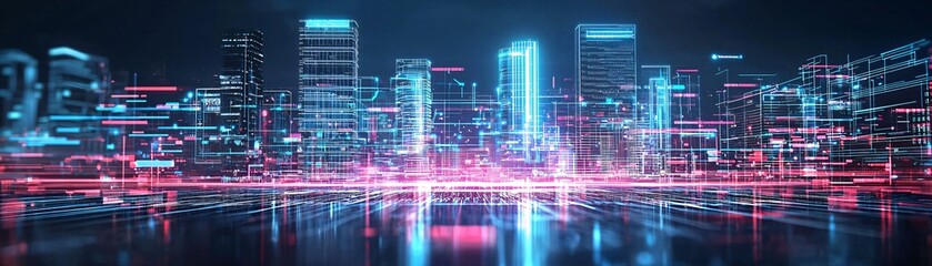 Fototapeta premium 5. Advanced AI society, urban innovation, holographic technology, futuristic design