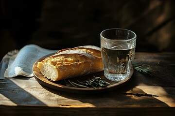 Fasting with only bread and water is associated with the Biblia which is synonymous with the Holy Bible Copy space image Fasting bread water Biblia Holy Bible