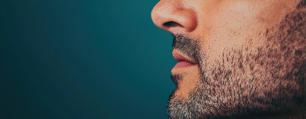 Fototapeta premium Visual of person wearing an anti-snoring nasal clip, representing snoring solutions, [snoring prevention], [sleep technology]