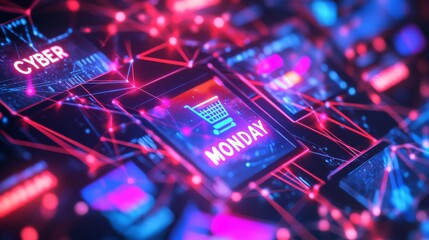 Cyber Monday Shopping Event Digital Network Illustration