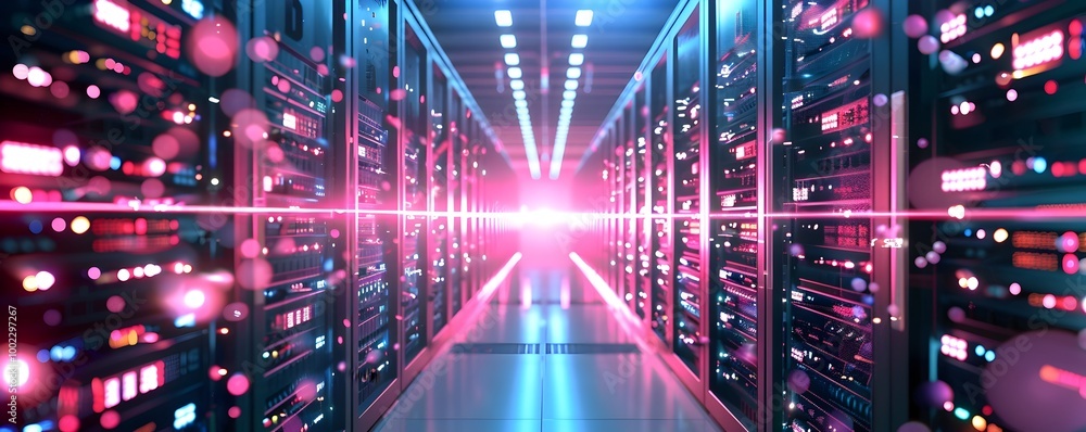 Aufkleber quantum internet data center with entangled photon lattice futuristic technology concept