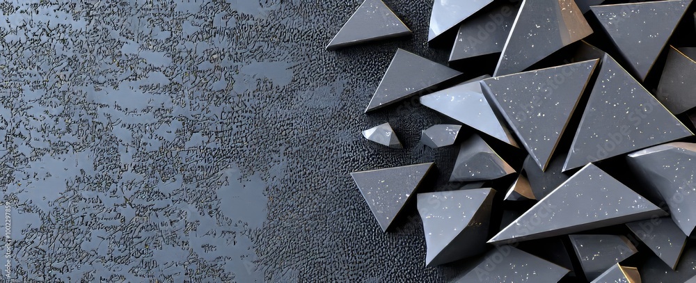 Poster a black abstract geometric pattern background with texture grunge, dark gray color and distressing g