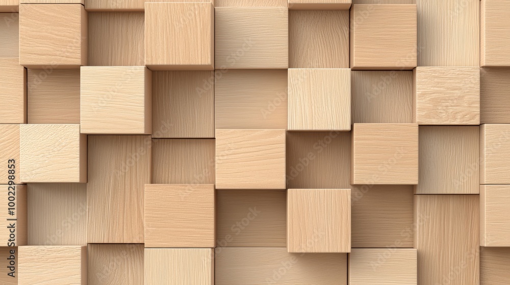Poster 3d rendering of geometric pattern wood decor background texture