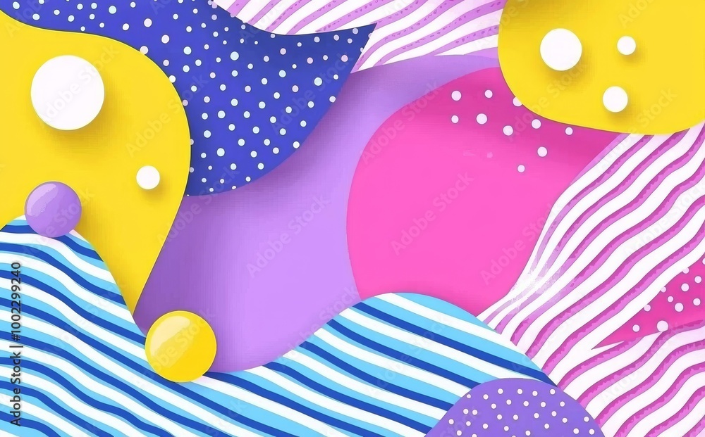 Poster a pop art geometric pattern on a colorful abstract background. the picture is a modern pop art backg