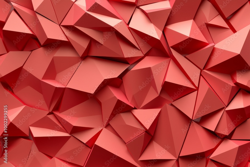 Poster a geometric background design with a light and dark red color in different geometric shapes layered 