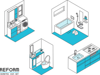 リフォームに関するアイソメベクターイラスト素材
