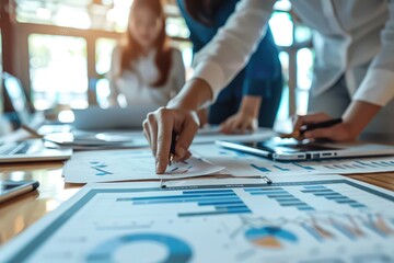 A group of multiethnic business people working together in a modern office space 