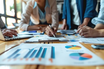 A group of multiethnic business people working together in a modern office space 